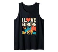 I Love Europe Travel Map T-Shirt Graphique Débardeur