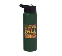 I Love Fall Citrouille Feuilles Automne Stainless Steel Insulated Water Bottle