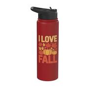 I Love Fall Citrouille Feuilles Gland Stainless Steel Insulated Water Bottle
