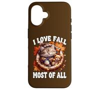I Love Fall Most of All Cute Kitten for Cat Mom Autumn Cat Coque pour iPhone 16