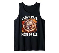 I Love Fall Most of All Cute Kitten for Cat Mom Autumn Cat Débardeur