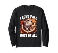 I Love Fall Most of All Cute Kitten for Cat Mom Autumn Cat Manche Longue