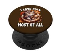 I Love Fall Most of All Cute Kitten for Cat Mom Autumn Cat PopSockets PopGrip Adhésif