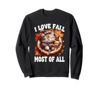 I Love Fall Most of All Cute Kitten for Cat Mom Autumn Cat Sweatshirt