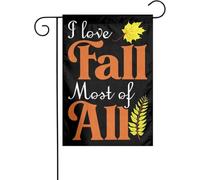 I Love Fall Most Of All Drapeau de jardin double face résistant aux intempéries Décoration extérieure en polyester à séchage rapide Résiste à la décoloration