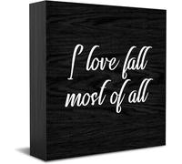 I Love Fall Most Of All New Décoration d'intérieur rustique Idée cadeau en bois Panneau de bureau Étagère Décoration de chambre de ferme 12,7 x 12,7 cm