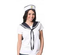 I LOVE FANCY DRESS Accessoires du Parfait Marin avec Le Chapeau Blanc et Son Encre dorée sur Le Devant + Un col Marin Bleue. Ideal pour Les enterrements de Vie de Jeune Fille.