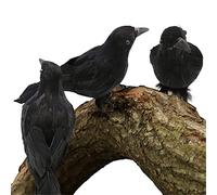 I LOVE FANCY DRESS Black Crow Halloween Decoration Prop 18 cm x 20 cm Réaliste Corbeau Ornement - Oiseau gothique effrayant Décoration pour maisons hantées et fêtes