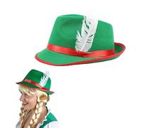 I LOVE FANCY DRESS Chapeau Bavarois Vert Elfe Tyrolean Feutre avec Plume Blanche ET Ruban Rouge Oktoberfest FÊTE DE LA BIÈRE Feutre Chapeau Robin Hood (Pack DE 1, Vert)