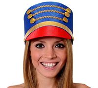 I LOVE FANCY DRESS Chapeau de majorette adulte bleue avec la visière rouge et boutons couleur or. (X6)
