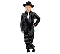 I LOVE FANCY DRESS Costume DE DÉGUISEMENT DE Gangster des ANNÉES 1920 pour Enfants - Veste Noire À Rayures, Pantalon ET Cravate Blanche - GARÇONS (Small)