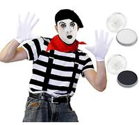 I LOVE FANCY DRESS Déguisement accessoires pour adulte du parfait mime avec un beret + bandana + T-shirt à rayures + bretelles + gants + maquillages. S