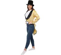 I LOVE FANCY DRESS Déguisement de Danseur de Cabaret avec ce Manteau en Queue de Pie à Paillettes dorées + Un Chapeau Haut de Forme satiné Noir pour Homme. XXL