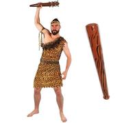 I LOVE FANCY DRESS DÉGUISEMENT DE Homme des CAVERNES pour Hommes - Tunique À IMPRIMÉ LÉOPARD + Bandeau ET Brassard + Ceinture en Fausse Fourrure - Parfait pour Les SOIRÉES DÉGUISÉES - Taille: X-Grand