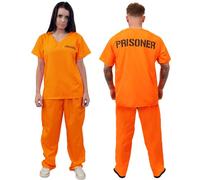 I LOVE FANCY DRESS DÉGUISEMENT DE PRISONNIER CRIMINEL UNISEXE ORANGE POUR ADULTES. DÉGUISEMENT DE CRIMINEL, DE PRISONNIER, DE FLICS ET DE VOLEURS. HAUT ET PANTALON ORANGE (TAILLE: PETIT)