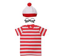 I LOVE FANCY DRESS Déguisement Ou Est Charlie du Fameux Livre - Y Compris: T-Shirt Rouge et Blanc, Bonnet et Lunettes - Idéal pour les Fêtes entre amis et famille - XXLarge