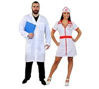 I LOVE FANCY DRESS Déguisement pour Couple Adulte avec Une Blouse de médecin (Standard) + Une Tenue d'infirmière (XLarge). Idéal pour Les enterrements de Vie de garçon ou de Jeune Fille.