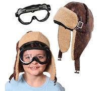 I LOVE FANCY DRESS Ensemble Chapeau d'aviateur DE 55CM Chapeau DE Pilote DE Style Grand-PÈRE des ANNÉES 1940 + Lunettes Transparentes - pour Enfants