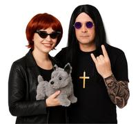 I LOVE FANCY DRESS Ensemble d'accessoires pour couples adultes Prince des Ténèbres - Perruque noire, lunettes circulaires, collier en croix, manches de tatouage.