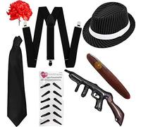 I LOVE FANCY DRESS Ensemble DE 7 PIÈCES DE Accessoires DE DÉGUISEMENT AL Capone pour Adultes Ensemble D'ACCESSOIRES DE DÉGUISEMENT Gangster des ANNÉES 20 - Ensemble Rayures Noires (Taille Unique)
