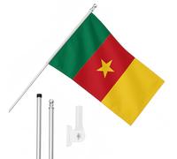 I LOVE FANCY DRESS Ensemble de drapeau, mât de drapeau et support mural - Drapeau du Cameroun de 1,5 x 0,9 m avec œillets, mât extensible et support - Décoration intérieure et extérieure