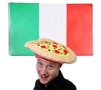 I LOVE FANCY DRESS Ensemble de Drapeaux et Chapeaux Italiens pour déguisement. Drapeau et Chapeau à Pizza. 9,5 x 1,5 m