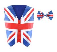 I LOVE FANCY DRESS Gilet Union Jack et nœud papillon - Gilet Union Jack - VE Day, Jubilé, Grande-Bretagne (poitrine 106,7 cm)