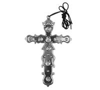 I LOVE FANCY DRESS Grand collier en argent avec croix - Idéal pour prêtre, rock star, slash et accessoires de costume religieux - Accessoire audacieux pour fêtes et événements à thème, Pack Of 3