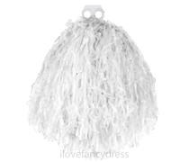 I LOVE FANCY DRESS Jumbo Cheerleader Pompon - Paquet de 6 - Pompon à Pompon Blanc avec Prise pour Les Doigts - ÉUA Américain Cheerleader École de Danse Déguisement Accessoire