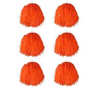 I LOVE FANCY DRESS Jumbo Cheerleader Pompon - Paquet de 6 - Pompon à Pompon Orange avec Prise pour Les Doigts - ÉUA Américain Cheerleader École de Danse Déguisement Accessoire