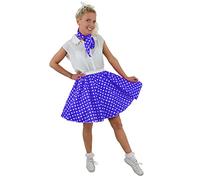 I LOVE FANCY DRESS Jupe Courte pour Adulte Bleue à Pois Blancs Style Rock'n Roll des années 50 avec Un Petit Foulard Assorti. Idéal pour Les spectacles de Danse. (Standard)