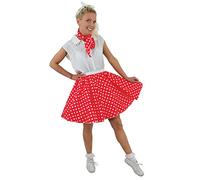 I LOVE FANCY DRESS Jupe Courte pour Adulte Rouge à Pois Blancs Style Rock'n Roll des années 50 avec Un Petit Foulard Assorti. Idéal pour Les spectacles de Danse. (Standard)