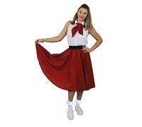 I LOVE FANCY DRESS Jupe Longue pour Adulte Rouge à Pois Noirs Style Rock'n Roll des années 50 avec Un Petit Foulard Assorti. Idéal pour Les Spectacles de Danse. (Plus Size)