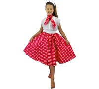I LOVE FANCY DRESS Jupe Rouge Longtemps avec Pois Blancs À Pois ET Style ÉCHARPE DE Cou 50S Style pour Les Filles PARFAITES pour Les FÊTES À THÈME, L'ÉTÉ OU des Danses ET des THÉÂTRES