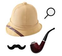 I LOVE FANCY DRESS Kit d'explorateur de la jungle britannique - Comprend : casque de pith, moustache, monocle et verre grossissant - Taille unique pour adulte