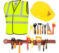 I LOVE FANCY DRESS Kit d'outils de construction pour enfants - 11 pièces avec ceinture à outils (10 outils uniques) - Costume d'ouvrier du bâtiment pour garçons et filles (taille S - 4 à 6 ans)