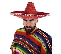 I LOVE FANCY DRESS Large Sombrero Méxicain unisexe rouge avec bordure blanche. Ideal pour les enterrements de vie de garçon. (X6)