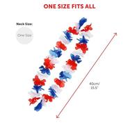 I LOVE FANCY DRESS Lot de 24 colliers de fleurs hawaïennes Rouge/blanc/bleu