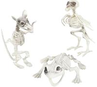 I LOVE FANCY DRESS Lot de 3 squelettes d'animaux squelettes d'Halloween - Oiseau, rat et grenouille - Accessoires squelettiques effrayants et effrayants pour Halloween - Décoration de fête d'horreur
