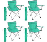 I LOVE FANCY DRESS Lot de 4 chaises de camping pliantes vertes avec porte-gobelet - Chaises d'extérieur légères pour la pêche, les festivals, le camping, les pique-niques et les activités d'été