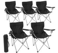 I LOVE FANCY DRESS Lot de 5 chaises de camping légères et pliables avec porte-gobelets et sac de transport - Lot simple et multiple pour festivals, camping, pêche et utilisation dans le jardin