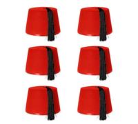 I LOVE FANCY DRESS Lot de 6 chapeaux Fez rouge avec pompon doré unisexe en feutre pour homme et femme