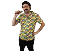I LOVE FANCY DRESS LTD Costume Pablo Escobar - Chemise HAWAÏENNE Jaune + Perruque + Moustache + Cigare - Parfait pour Les Films télévisés Costume de Seigneur de la Drogue - Taille :Grand