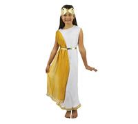 I LOVE FANCY DRESS LTD Déguisement de déesse romaine grecque pour fille Tunique blanche simple avec bordure dorée, ceinture grecque, bandeau doré et coiffe dorée Taille L | 10-12 ans