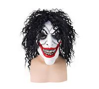 I LOVE FANCY DRESS LTD Masque de clown avec un grand sourire effrayant avec perruque de cheveux long bouclés. Ideal pour les fêtes d'Halloween.