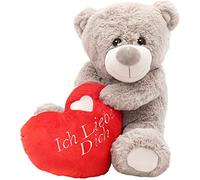 I LOVE FANCY DRESS LTD Ours en Peluche Gris Doux avec cœur Rouge brodé - Cadeau d'anniversaire