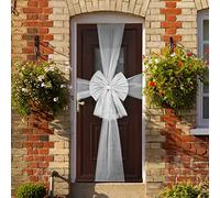 I LOVE FANCY DRESS Noeud de porte de Noël - Grande décoration argentée avec détails en strass - Célébration de Noël, mariage, fête prénatale - Décoration de maison (1 pièce)