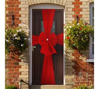 I LOVE FANCY DRESS Noeud de porte de Noël - Grande décoration rouge avec détails en strass - Noël fête prénatale mariage célébration - Décoration de maison de saison festive