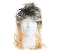 I LOVE FANCY DRESS Perruque blonde Mullet pour adultes - Longue, sans colle, perruque de cheveux synthétiques avec racines noires - Taille unique - Lot de 1 - Style classique - Cheveux raides - Tigre