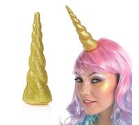 I LOVE FANCY DRESS Serre-tête corne de licorne - Lot de 1 - Corne de licorne dorée pailletée sur un serre-tête - Accessoire de cheveux pour fête d'anniversaire de fille